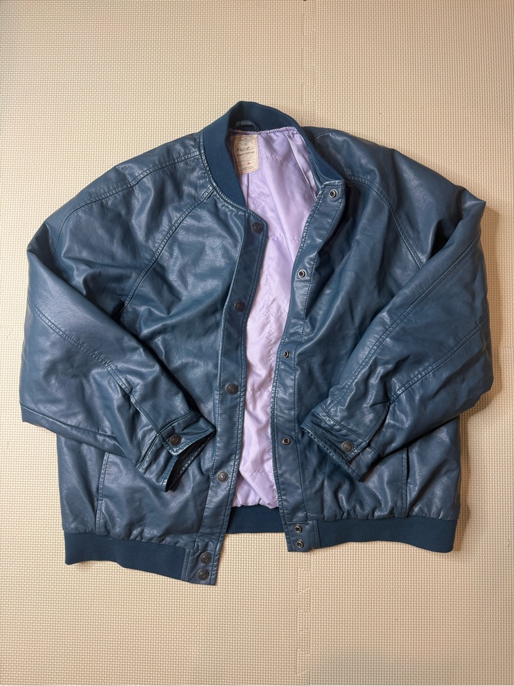 we the Free People Leather Bomber Jacket (snap front)
